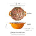 Yellow Green Wave Tree Pattern Flower Hand Painted Underglaze Binaural Ceramic Not Hot Hand Noodle Bowl Pi-Mart