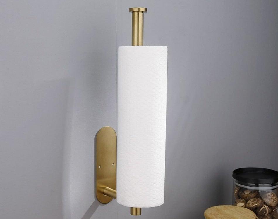 Adhesive Paper Holder Gold 304 Stainless Steel Stand Toilet Paper Towel Rack Tissue Roll Hanger For Kitchen Bathroom Free Nail Stainless Steel Toilet Tissue Roll Holder Sticky Hand Towel Hanger Vertical Or Horizontal No Drilling Stevvex