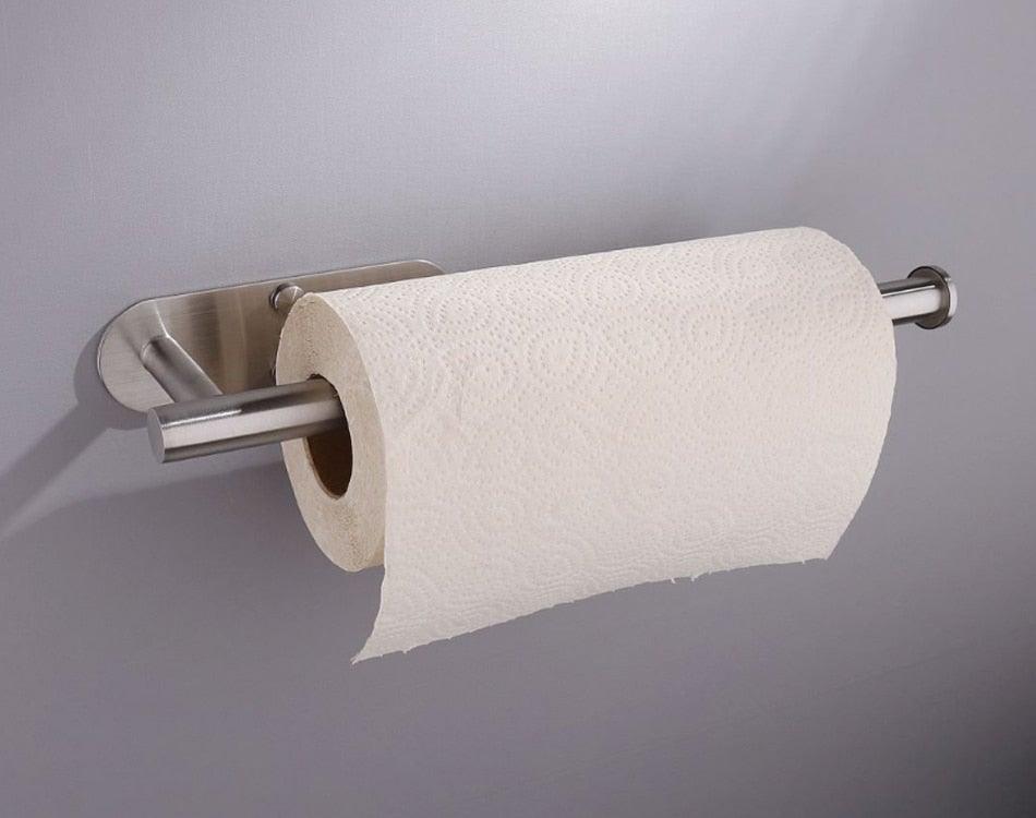 Adhesive Paper Holder Gold 304 Stainless Steel Stand Toilet Paper Towel Rack Tissue Roll Hanger For Kitchen Bathroom Free Nail Stainless Steel Toilet Tissue Roll Holder Sticky Hand Towel Hanger Vertical Or Horizontal No Drilling Stevvex