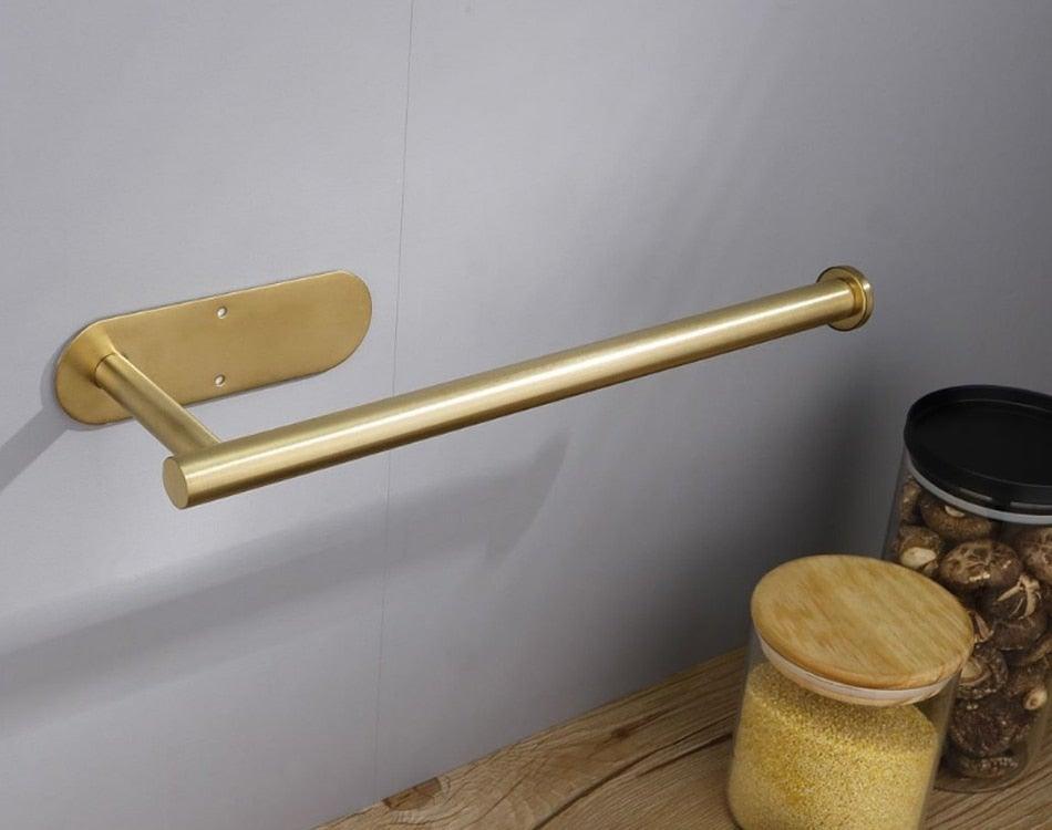Adhesive Paper Holder Gold 304 Stainless Steel Stand Toilet Paper Towel Rack Tissue Roll Hanger For Kitchen Bathroom Free Nail Stainless Steel Toilet Tissue Roll Holder Sticky Hand Towel Hanger Vertical Or Horizontal No Drilling Stevvex