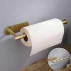 Adhesive Paper Holder Gold 304 Stainless Steel Stand Toilet Paper Towel Rack Tissue Roll Hanger For Kitchen Bathroom Free Nail Stainless Steel Toilet Tissue Roll Holder Sticky Hand Towel Hanger Vertical Or Horizontal No Drilling Stevvex