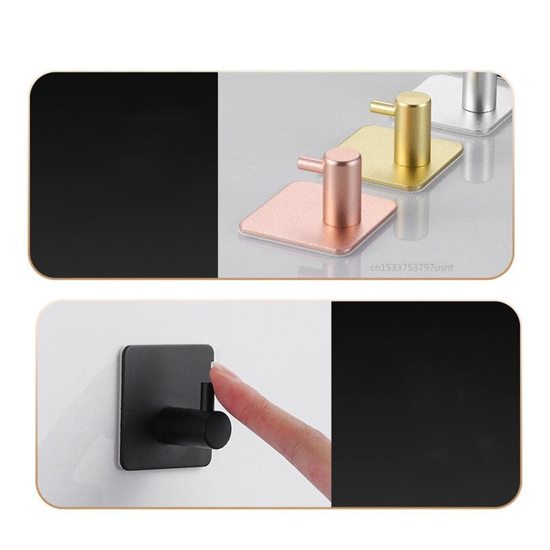 Adhesive Wall Hooks Mounted Door Key Cloth Coat Bathroom Robe Hanger Kitchen Hardware Rack Shelf Bag Hook Organizer For Hanging  Bathroom Toilet Sticky Hook Stevvex