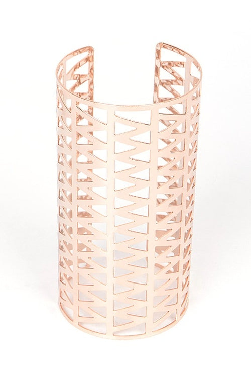 Adjustable Cutout Cuff Bangle Wide Rose Gold Bracelet
