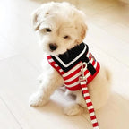 Adjustable Dog Collar Harness Leash Creative Navy Suit Style Chest Strap Rope Cats Dog Harness Leash Cute Design Chest Coverage Rope for Small Medium Dogs Cats Stevvex