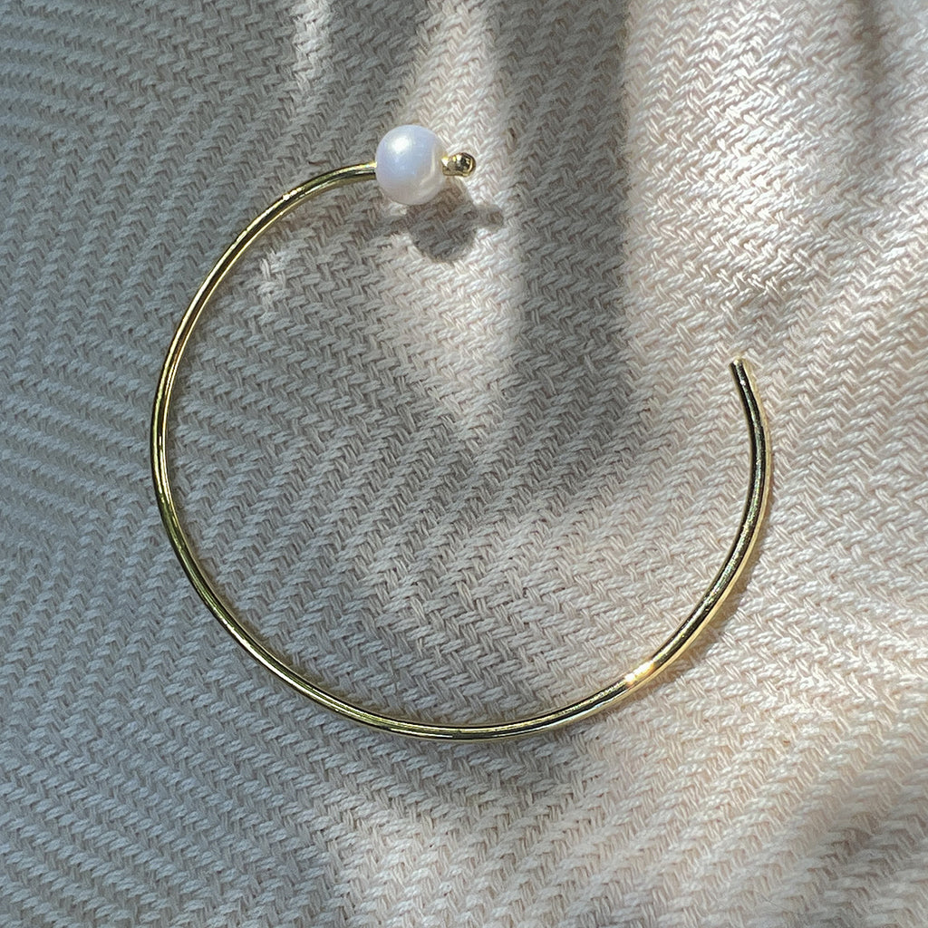 Adjustable Freshwater Pearl Bangle Minimal Handcrafted Recycled Bullet Casing BandsCo Straps