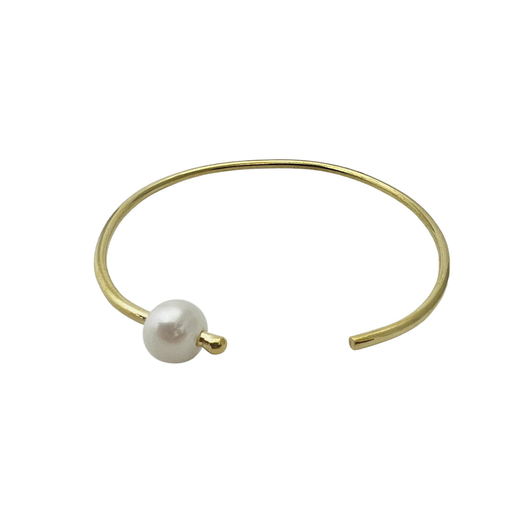 Adjustable Freshwater Pearl Bangle Minimal Handcrafted Recycled Bullet Casing BandsCo Straps