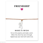 Adjustable Friendship Jewelry With Card Make a Wish Silver Elk Deer Antlers Charm Bracelets Matching Lovely Charm Bracelets For Mom Daughter Best Friends Couple Family Stevvex