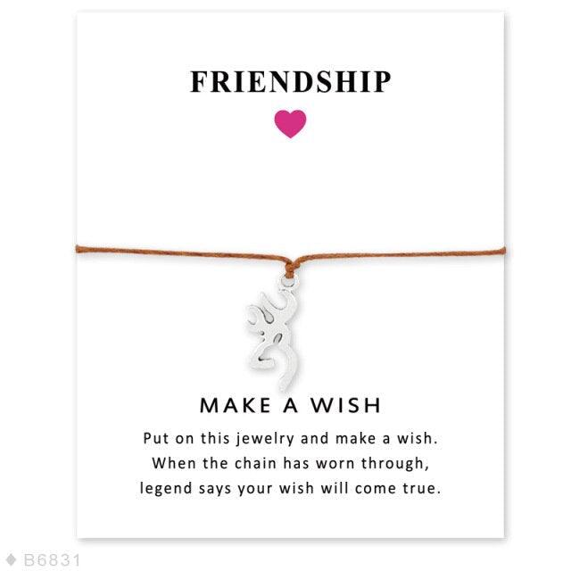 Adjustable Friendship Jewelry With Card Make a Wish Silver Elk Deer Antlers Charm Bracelets Matching Lovely Charm Bracelets For Mom Daughter Best Friends Couple Family Stevvex