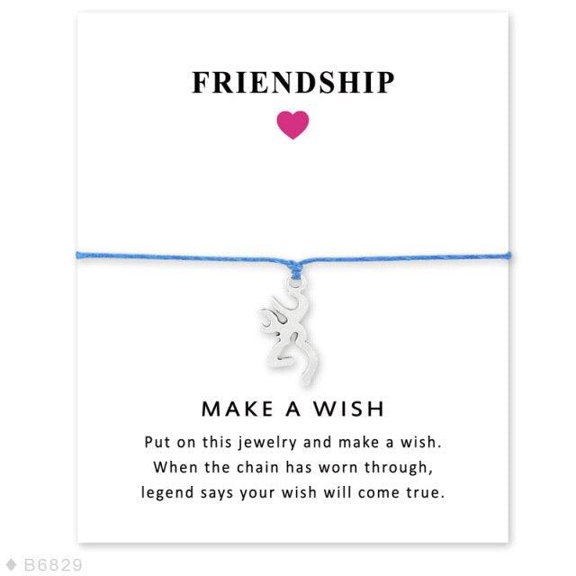 Adjustable Friendship Jewelry With Card Make a Wish Silver Elk Deer Antlers Charm Bracelets Matching Lovely Charm Bracelets For Mom Daughter Best Friends Couple Family Stevvex