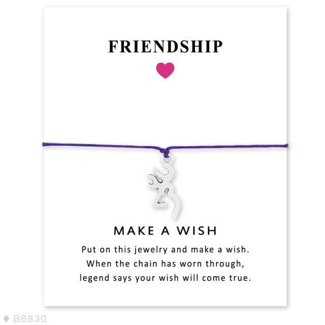 Adjustable Friendship Jewelry With Card Make a Wish Silver Elk Deer Antlers Charm Bracelets Matching Lovely Charm Bracelets For Mom Daughter Best Friends Couple Family Stevvex