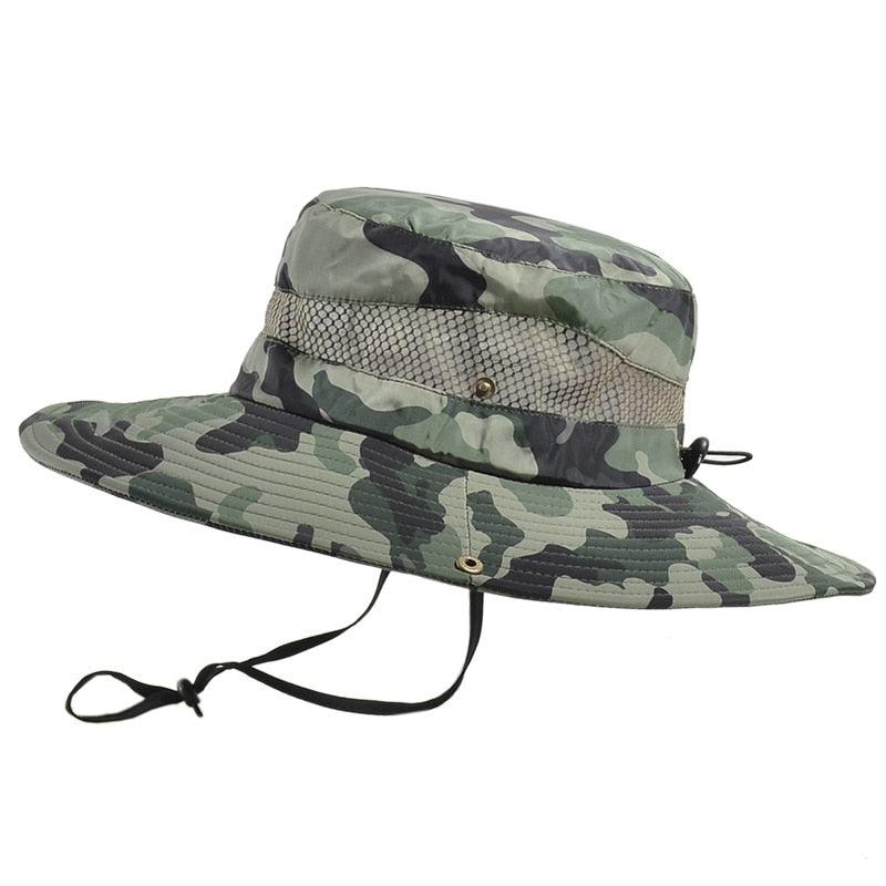 Adjustable Men's Hat Bucket Hat Summer Breathable Fashion Outdoor Fishing Wide Brim Hat Sun Protection Cap Male Traveling Sun Hats Fishing Hat Adjustable Mountaineering Hat 58-60cm Stevvex
