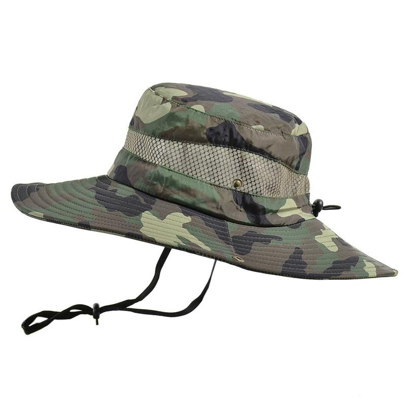 Adjustable Men's Hat Bucket Hat Summer Breathable Fashion Outdoor Fishing Wide Brim Hat Sun Protection Cap Male Traveling Sun Hats Fishing Hat Adjustable Mountaineering Hat 58-60cm Stevvex