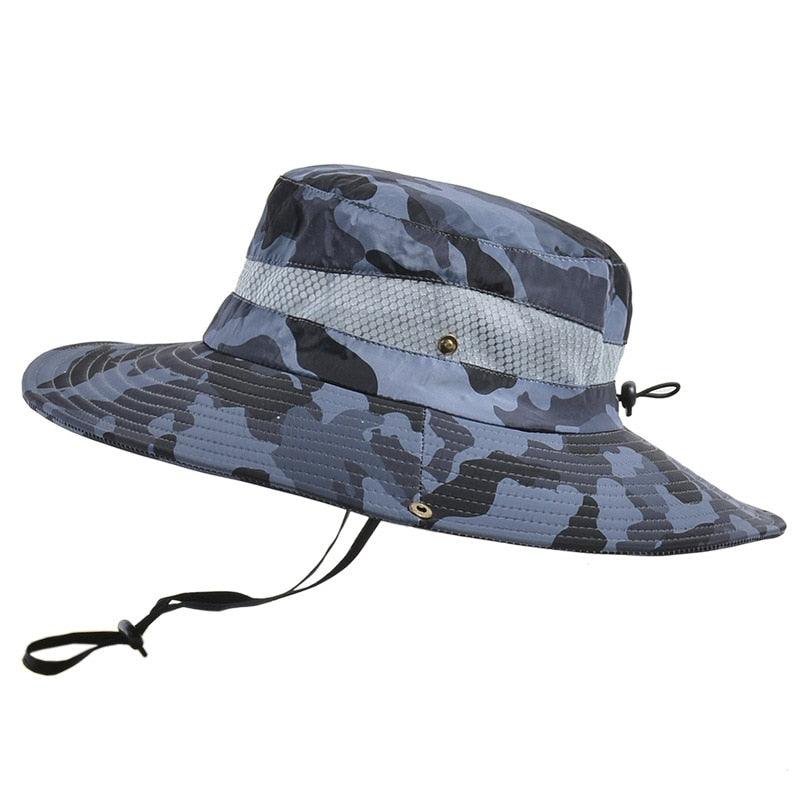 Adjustable Men's Hat Bucket Hat Summer Breathable Fashion Outdoor Fishing Wide Brim Hat Sun Protection Cap Male Traveling Sun Hats Fishing Hat Adjustable Mountaineering Hat 58-60cm Stevvex