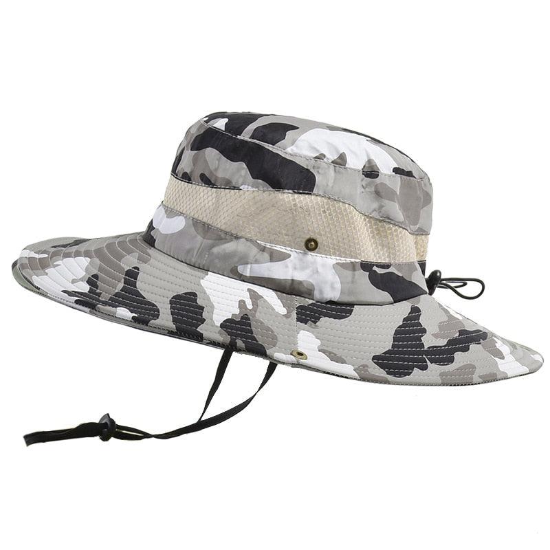 Adjustable Men's Hat Bucket Hat Summer Breathable Fashion Outdoor Fishing Wide Brim Hat Sun Protection Cap Male Traveling Sun Hats Fishing Hat Adjustable Mountaineering Hat 58-60cm Stevvex