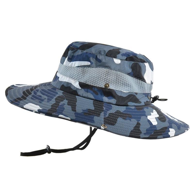 Adjustable Men's Hat Bucket Hat Summer Breathable Fashion Outdoor Fishing Wide Brim Hat Sun Protection Cap Male Traveling Sun Hats Fishing Hat Adjustable Mountaineering Hat 58-60cm Stevvex