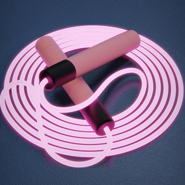 Adjustable Night Glowing Skipping Rope Luminous Jump Ropes Exercise LED Light Up Outdoor Fitness Training Luminous Adjustable Skipping Rope Glowing Tangle Free Jumping Rope For Girls Women Men Fitness Exercise Workout 2.8m Stevvex