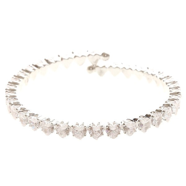 Adjustable Pink Heart CZ Spring Wrap Bracelet For Women
