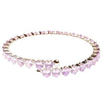 Adjustable Pink Heart CZ Spring Wrap Bracelet For Women