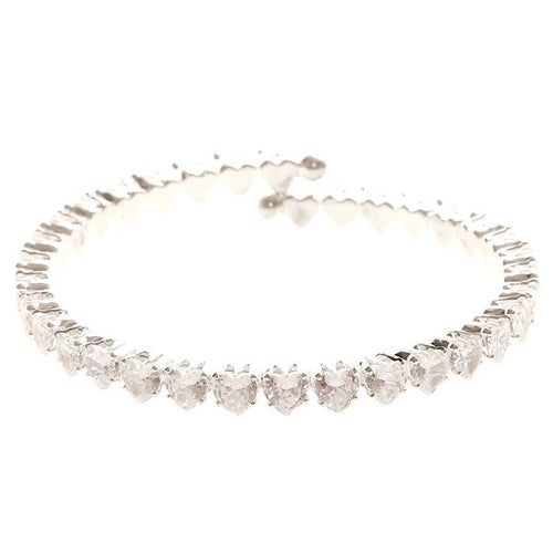 Adjustable Pink Heart CZ Spring Wrap Bracelet For Women