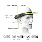 Adjustable Rechargeable LED Induction USB Headlamp  Lightweight Head Lamp Head Torch 5 Lighting Modes Flashlight   For Camping Hiking Running Outdoor Adults Kids Stevvex