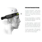 Adjustable Rechargeable LED Induction USB Headlamp  Lightweight Head Lamp Head Torch 5 Lighting Modes Flashlight   For Camping Hiking Running Outdoor Adults Kids Stevvex