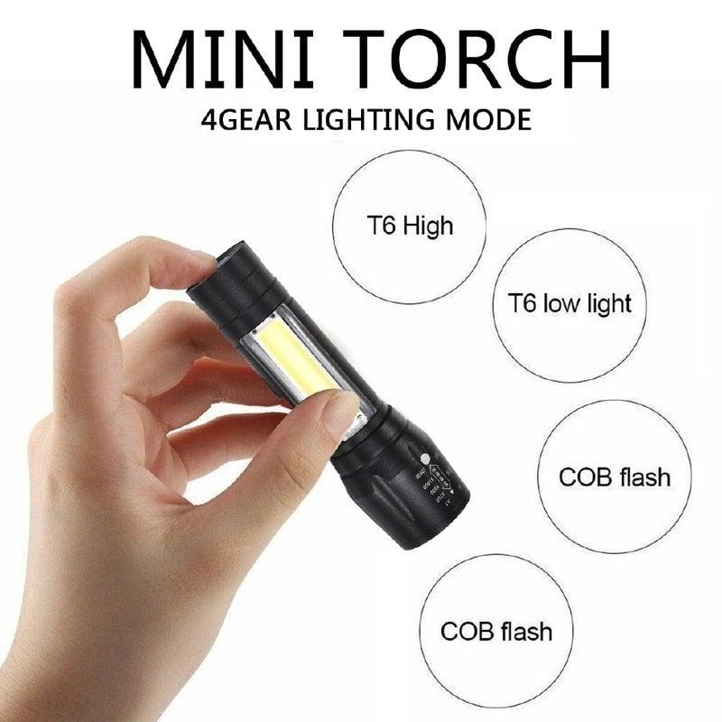 Adjustable Rechargeable LED USB Portable Focus Light Zoomable LED Tactical Flashlight High Lumens Zoomable Waterproof Flashlight Mini Torch For Camping Hiking Stevvex