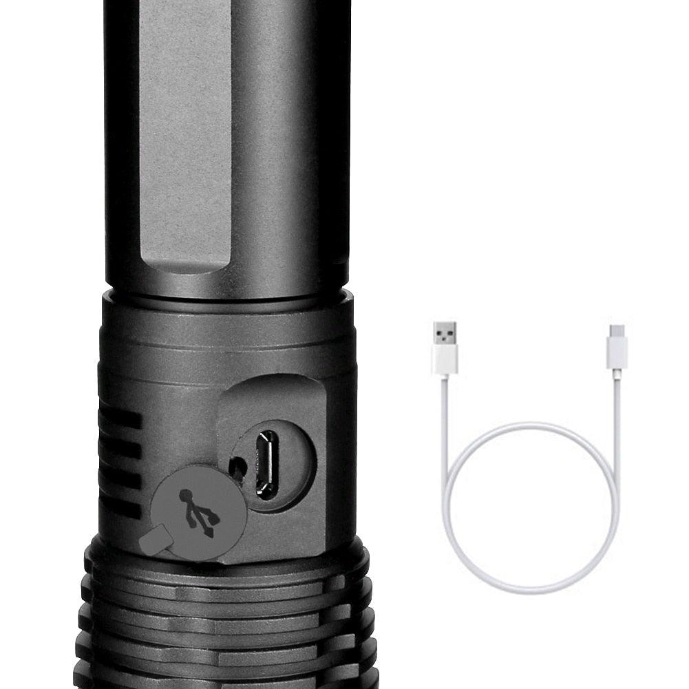 Adjustable Rechargeable Powerful Zoomable LED USB Flashlights High Lumens Powerful Tactical  Waterproof Super Bright  Flashlights Best For Camping Outdoor Hiking Running Riding Stevvex