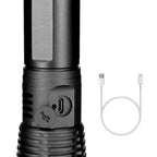 Adjustable Rechargeable Powerful Zoomable LED USB Flashlights High Lumens Powerful Tactical  Waterproof Super Bright  Flashlights Best For Camping Outdoor Hiking Running Riding Stevvex