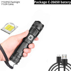 Adjustable Rechargeable Powerful Zoomable LED USB Flashlights High Lumens Powerful Tactical  Waterproof Super Bright  Flashlights Best For Camping Outdoor Hiking Running Riding Stevvex