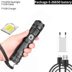 Adjustable Rechargeable Powerful Zoomable LED USB Flashlights High Lumens Powerful Tactical  Waterproof Super Bright  Flashlights Best For Camping Outdoor Hiking Running Riding Stevvex