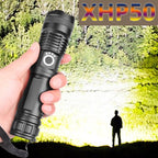 Adjustable Rechargeable Powerful Zoomable LED USB Flashlights High Lumens Powerful Tactical  Waterproof Super Bright  Flashlights Best For Camping Outdoor Hiking Running Riding Stevvex