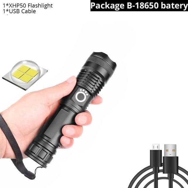Adjustable Rechargeable Powerful Zoomable LED USB Flashlights High Lumens Powerful Tactical  Waterproof Super Bright  Flashlights Best For Camping Outdoor Hiking Running Riding Stevvex