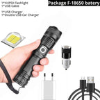 Adjustable Rechargeable Powerful Zoomable LED USB Flashlights High Lumens Powerful Tactical  Waterproof Super Bright  Flashlights Best For Camping Outdoor Hiking Running Riding Stevvex
