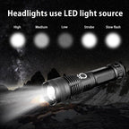 Adjustable Rechargeable Powerful Zoomable LED USB Flashlights High Lumens Powerful Tactical  Waterproof Super Bright  Flashlights Best For Camping Outdoor Hiking Running Riding Stevvex