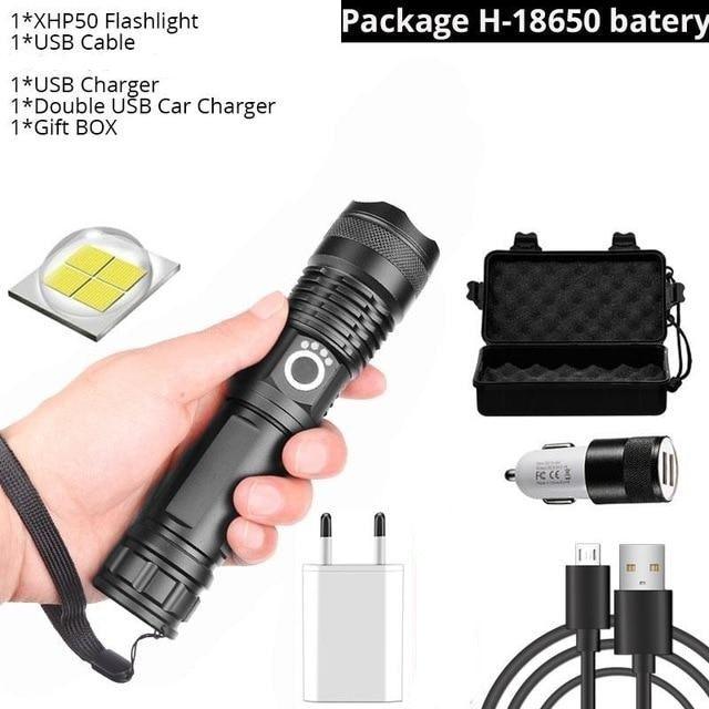 Adjustable Rechargeable Powerful Zoomable LED USB Flashlights High Lumens Powerful Tactical  Waterproof Super Bright  Flashlights Best For Camping Outdoor Hiking Running Riding Stevvex