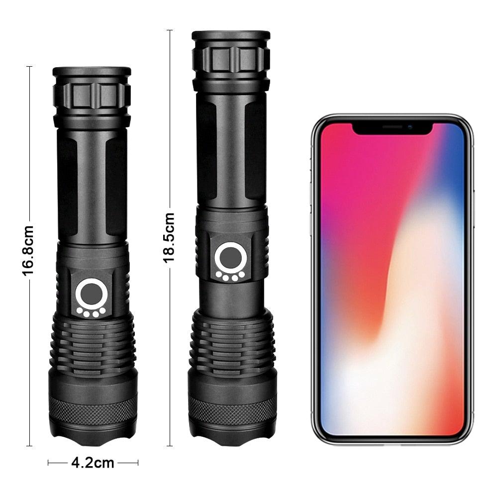 Adjustable Rechargeable Powerful Zoomable LED USB Flashlights High Lumens Powerful Tactical  Waterproof Super Bright  Flashlights Best For Camping Outdoor Hiking Running Riding Stevvex