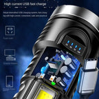 Adjustable Rechargeable Strong Mini Pocket Sized Flashlight LED Multifunctional High Lumen Light Ultra-bright Portable Flashlights Outdoor Waterproof Flashlight For Running Walking Stevvex