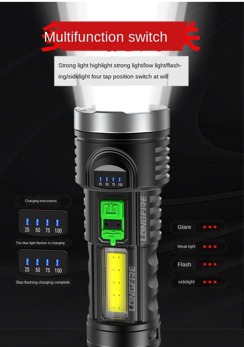 Adjustable Rechargeable Strong Mini Pocket Sized Flashlight LED Multifunctional High Lumen Light Ultra-bright Portable Flashlights Outdoor Waterproof Flashlight For Running Walking Stevvex