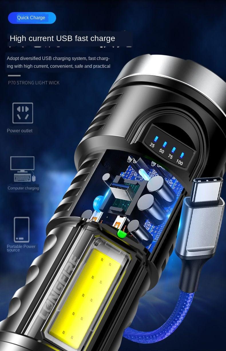 Adjustable Rechargeable Strong Mini Pocket Sized Flashlight LED Multifunctional High Lumen Light Ultra-bright Portable Flashlights Outdoor Waterproof Flashlight For Running Walking Stevvex