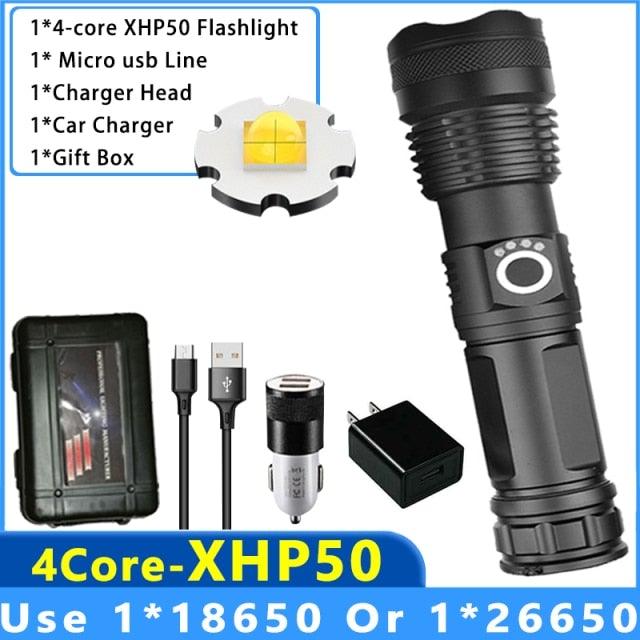 Adjustable Rechargeable Tactical Flashlight USB LED  Super Bright Zoomable IPX65 Waterproof Portable Torchlight Flash Lamp USB Charging For Hiking Camping Running Fishing Stevvex