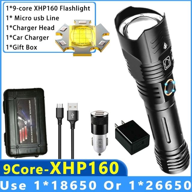Adjustable Rechargeable Tactical Flashlight USB LED  Super Bright Zoomable IPX65 Waterproof Portable Torchlight Flash Lamp USB Charging For Hiking Camping Running Fishing Stevvex