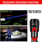 Adjustable Rechargeable Tactical Flashlight USB LED  Super Bright Zoomable IPX65 Waterproof Portable Torchlight Flash Lamp USB Charging For Hiking Camping Running Fishing Stevvex