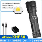 Adjustable Rechargeable Tactical Flashlight USB LED  Super Bright Zoomable IPX65 Waterproof Portable Torchlight Flash Lamp USB Charging For Hiking Camping Running Fishing Stevvex