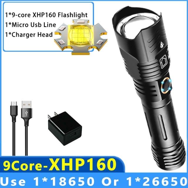 Adjustable Rechargeable Tactical Flashlight USB LED  Super Bright Zoomable IPX65 Waterproof Portable Torchlight Flash Lamp USB Charging For Hiking Camping Running Fishing Stevvex