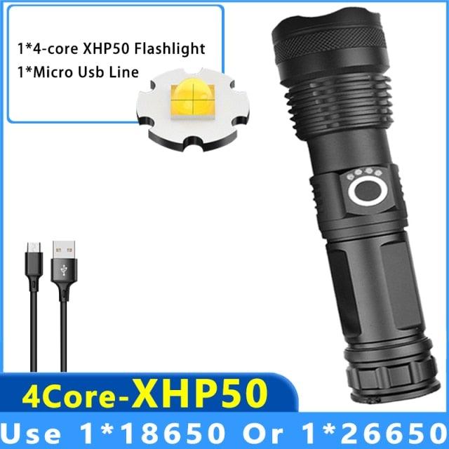 Adjustable Rechargeable Tactical Flashlight USB LED  Super Bright Zoomable IPX65 Waterproof Portable Torchlight Flash Lamp USB Charging For Hiking Camping Running Fishing Stevvex