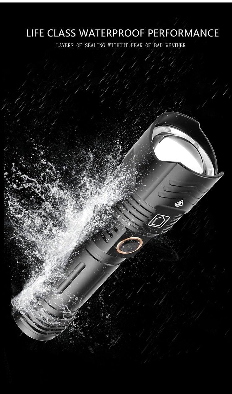 Adjustable Rechargeable Tactical Flashlight USB LED  Super Bright Zoomable IPX65 Waterproof Portable Torchlight Flash Lamp USB Charging For Hiking Camping Running Fishing Stevvex