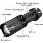 Adjustable Rechargeable Water Resistant Super Bright Mini Handheld Flashlights LED Zoomable Flashlight For Camping Fishing  Bicycle Light Kids Indoor Outdoor Hiking Stevvex