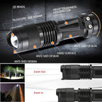 Adjustable Rechargeable Water Resistant Super Bright Mini Handheld Flashlights LED Zoomable Flashlight For Camping Fishing  Bicycle Light Kids Indoor Outdoor Hiking Stevvex