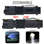 Adjustable Rechargeable Water Resistant Super Bright Mini Handheld Flashlights LED Zoomable Flashlight For Camping Fishing  Bicycle Light Kids Indoor Outdoor Hiking Stevvex