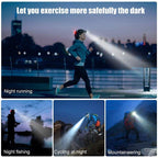 Adjustable Rechargeable Waterproof Brightest Zoomable LED Lightweight Hands Free Headlamp High Power For Adult Hunting Camping Running Hiking Riding Fishing Rechargeable T6 Chip Headlight Stevvex